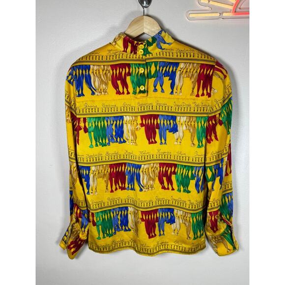 Vintage Carlisle 100% Silk Mock Neck Long Sleeve Blouse Funky 80s Retro Dopamine - Picture 5 of 7